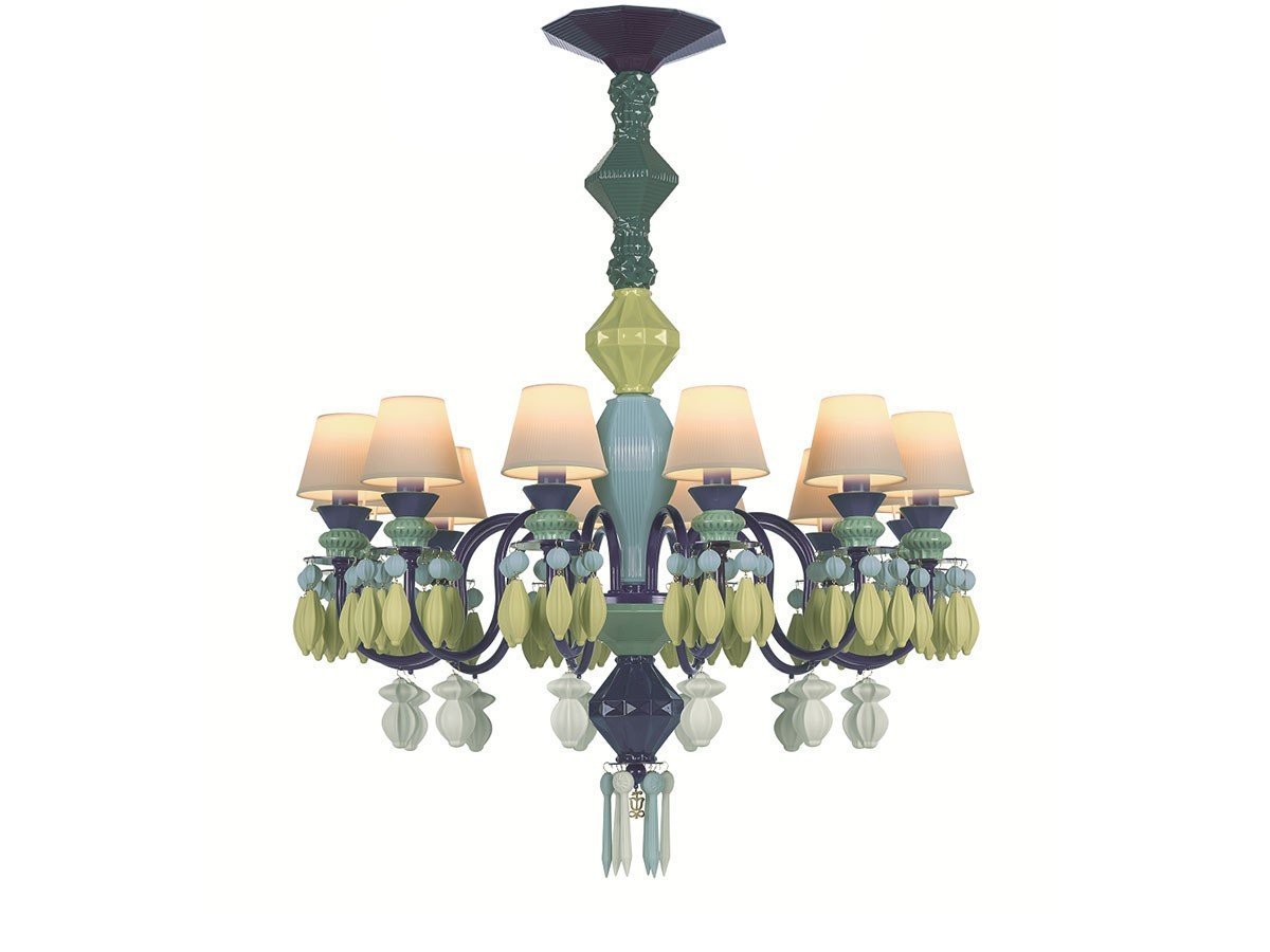 【リヤドロ/LLADRO / GOODS】のBelle de Nuit Chandelier 12 / ベル・ドゥ・ニュイ シャンデリア 12灯 インテリア・キッズ・メンズ・レディースファッション・服の通販 founy(ファニー) 　エレガント 上品　Elegant　コレクション　Collection, Seasonal Line　シルバー　Silver, Metallic Silver　透かし　Cut-Out, Lacework　フォルム　Silhouette, Form　レース　Lace, Lace Fabric　送料無料　Free Shipping　ホーム・キャンプ・アウトドア・お取り寄せ　Home Living / Home & Lifestyle / Camping Gear / Outdoor Camping　家具・インテリア　Home Furniture & Interior. Stylish & Functional Living Spaces　ライト・照明　Lamps & Lighting Fixtures　シャンデリア・クリスタル照明　Chandelier / Crystal Ceiling Light　グリーン|ID: prp329100003012067 ipo3291000000036472309