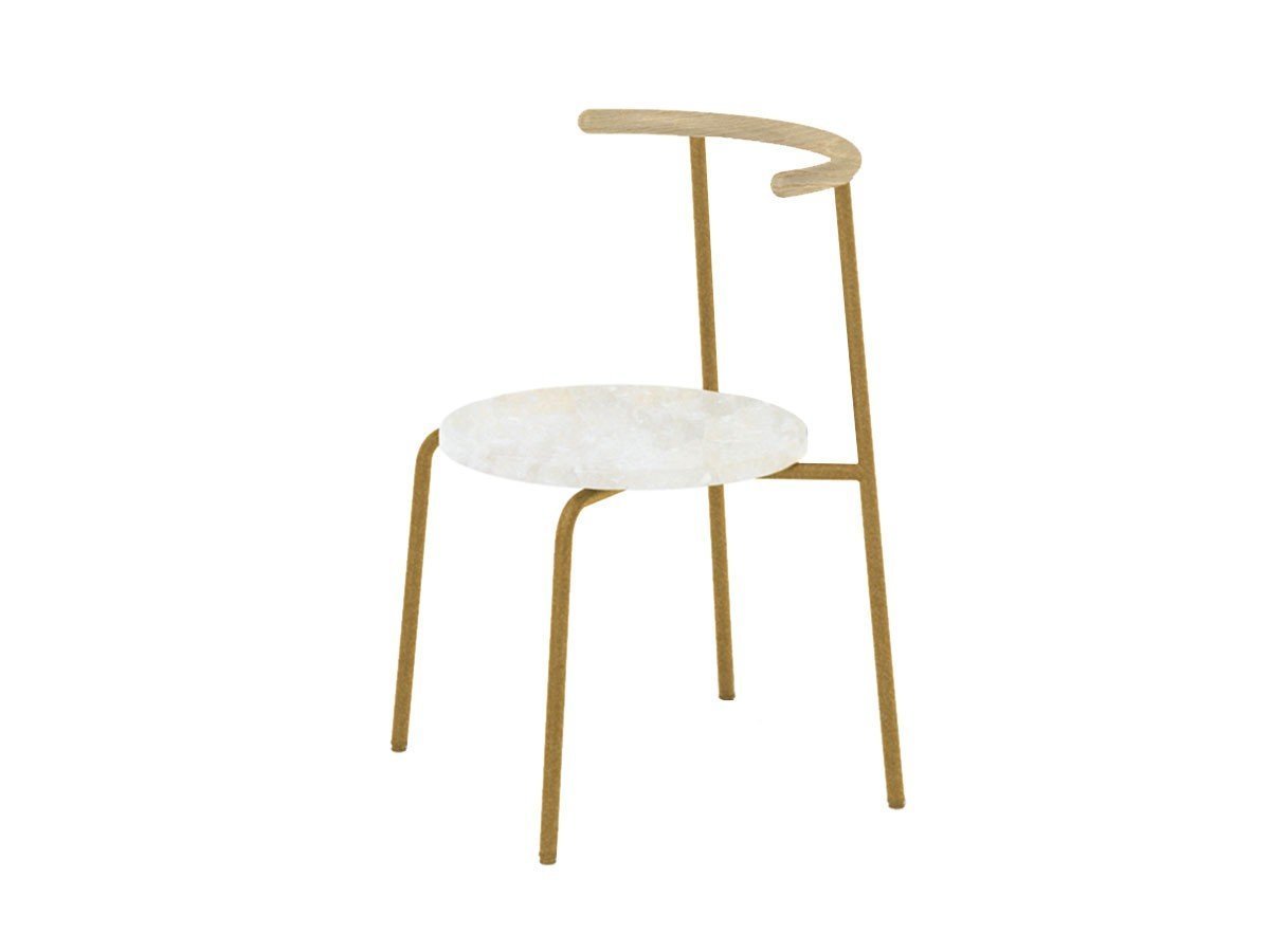 【アージェントアンドゥ/Urgent Undo / GOODS】のKu "air" Chair 1.0 / クー “エア” チェア 1.0 (ホワイトセーターストーン) インテリア・キッズ・メンズ・レディースファッション・服の通販 founy(ファニー) 　エレガント 上品　Elegant　ストーン　Stone　セーター　Sweater　フレーム　Flame　送料無料　Free Shipping　ホーム・キャンプ・アウトドア・お取り寄せ　Home,Garden,Outdoor,Camping Gear　家具・インテリア　Furniture　チェア・椅子　Chair　ダイニングチェア　Dining Chair　背面ウッド:チェスナット(クリア塗装)、フレームゴールド|ID: prp329100003169533 ipo3291000000021427462