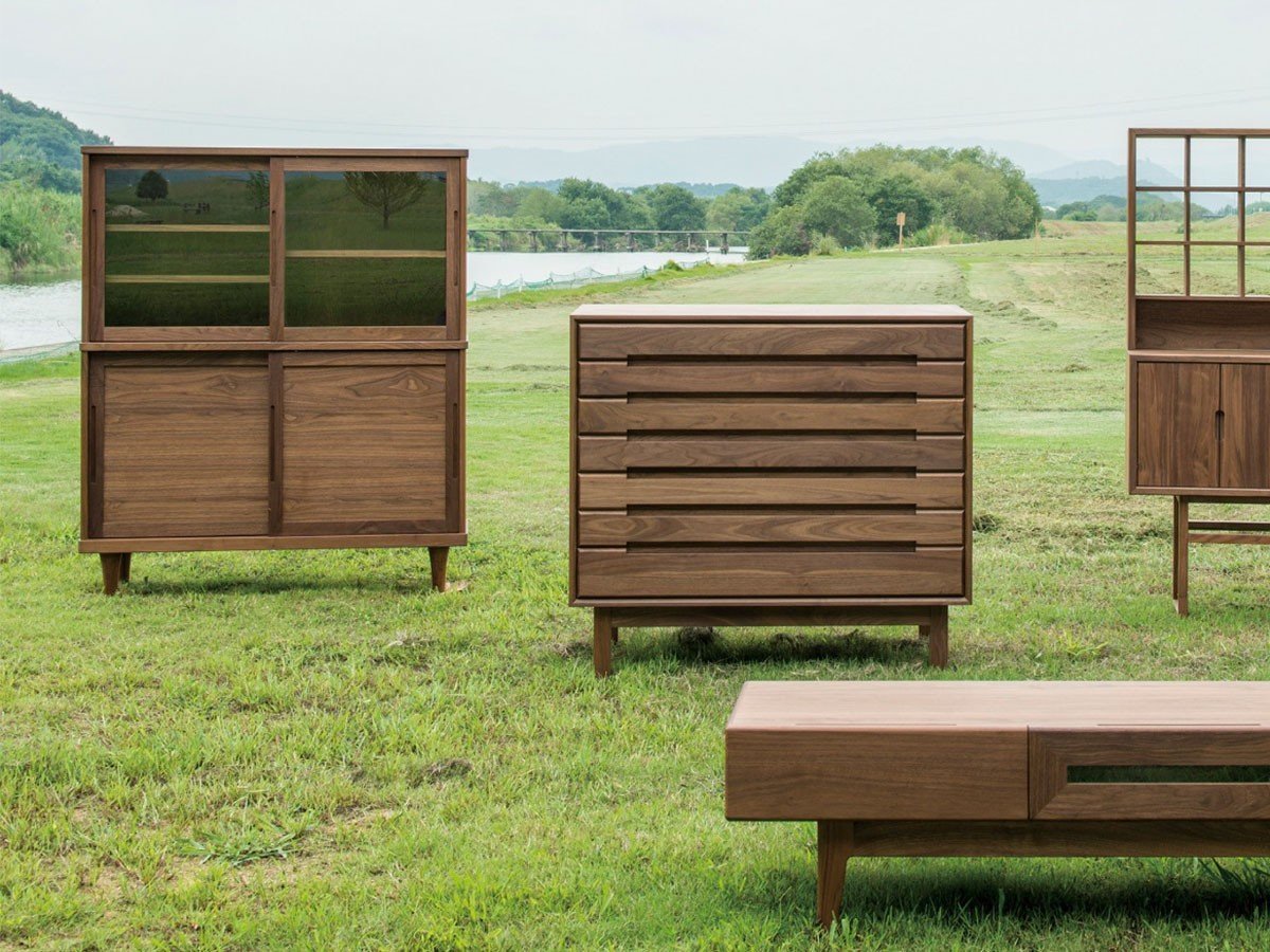 【松井木工/MATSUI MOKKO / GOODS】のFennel GRASS CABINET 4D / フェンネル ガラスキャビネット 4ドア 人気、トレンドファッション・服の通販 founy(ファニー) 　ヴィンテージ　Vintage　ガラス　Glass　コンパクト　Compact　スリム　Slim　チェリー　Cherry　テーパード　Tapered　モダン　Modern　ホーム・キャンプ・アウトドア・お取り寄せ　Home,Garden,Outdoor,Camping Gear　家具・インテリア　Furniture　収納家具・キャビネット　Storage Furniture　キャビネット　Cabinet　other-2|ID: prp329100003278586 ipo3291000000031491667