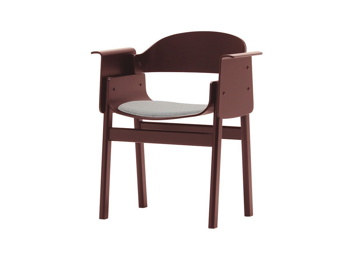 【天童木工/Tendo Mokko / GOODS】のSAND Arm Chair / サンド アームチェア 張座 インテリア・キッズ・メンズ・レディースファッション・服の通販 founy(ファニー) 　送料無料　Free Shipping　シンプル　Simple　エレガント 上品　Elegant　ホーム・キャンプ・アウトドア・お取り寄せ　Home,Garden,Outdoor,Camping Gear　家具・インテリア　Home Furniture & Interior. Stylish & Functional Living Spaces　チェア・椅子　Chair　ダイニングチェア　Dining Chair　ホーム・キャンプ・アウトドア・お取り寄せ　Home,Garden,Outdoor,Camping Gear　家具・インテリア　Home Furniture & Interior. Stylish & Functional Living Spaces　チェア・椅子　Chair　アームチェア　Armchair　張地:アトラス C0793 ライトグレー(グレードC)、フレームワインレッド|ID: prp329100003500761 ipo3291000000030213148