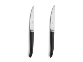 【クチポール/Cutipol / GOODS】のRIB Steak Knife / リブ ステーキナイフ 2本セット(ブラック × シルバー) 人気、トレンドファッション・服の通販 founy(ファニー) シルバー Silver テーブル Table ブレード Blade |ID:prp329100003592343