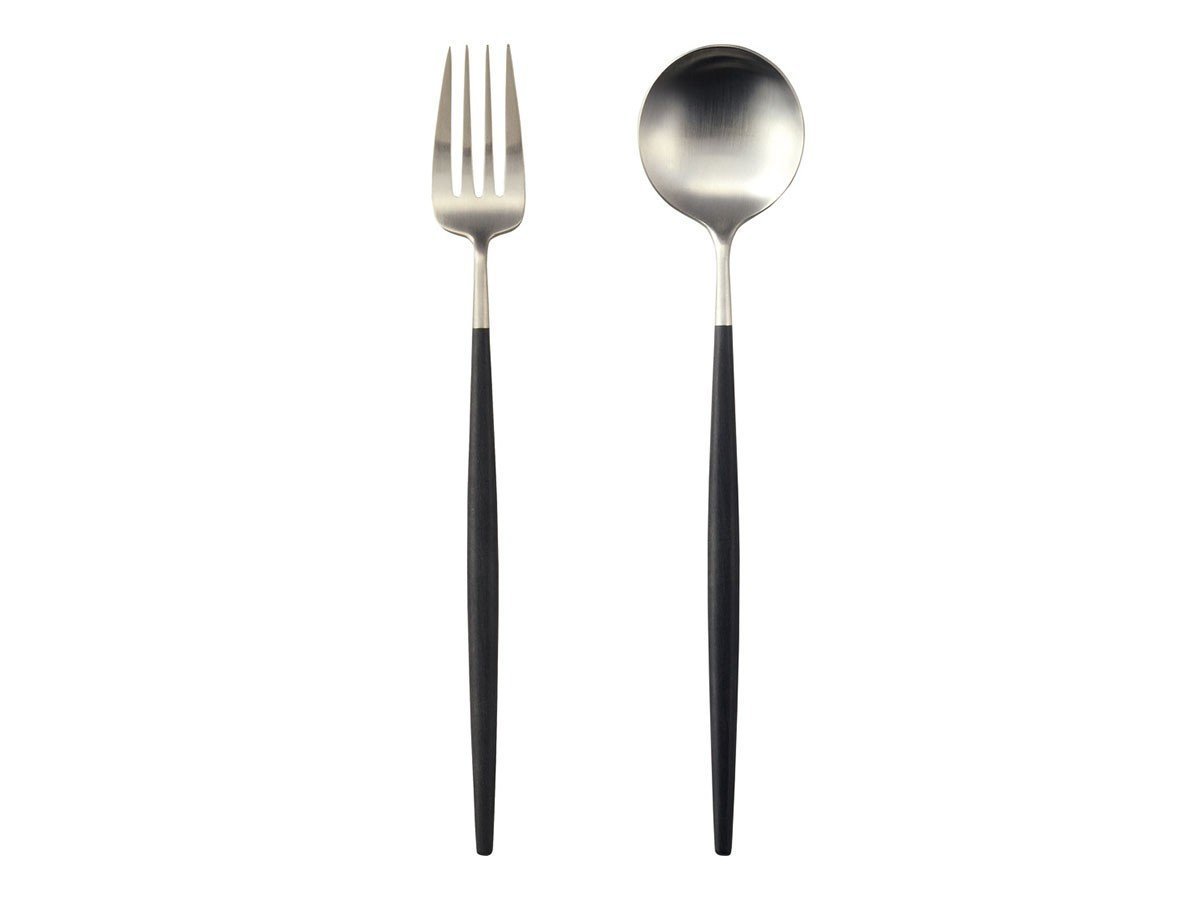 【クチポール/Cutipol / GOODS】のGOA Serving Spoon & Fork / ゴア サービングスプーン & フォーク(ブラック × シルバー) インテリア・キッズ・メンズ・レディースファッション・服の通販 founy(ファニー) エレガント 上品 Elegant シルバー Silver, Metallic Silver シンプル Simple, Minimal テーブル Table, Dining Table フォルム Silhouette, Form 送料無料 Free Shipping -|ID: prp329100003592349 ipo3291000000030196361