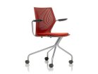 【ノルオフィス/Knoll Office / GOODS】のMultiGeneration Chair / マルチジェネレーション チェア ハイブリッドベース 固定肘 キャスター脚 シェルR ダークレッド、フレームシルバー|ID:prp329100003900347