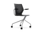 【ノルオフィス/Knoll Office / GOODS】のMultiGeneration Chair / マルチジェネレーション チェア ハイブリッドベース 固定肘 キャスター脚 シェルB オニキス、フレームシルバー|ID:prp329100003900347