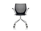 【ノルオフィス/Knoll Office / GOODS】のMultiGeneration Chair / マルチジェネレーション チェア ハイブリッドベース 固定肘 キャスター脚 シェルB オニキス、フレームクローム|ID:prp329100003900347