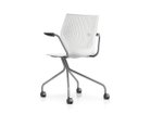 【ノルオフィス/Knoll Office / GOODS】のMultiGeneration Chair / マルチジェネレーション チェア ハイブリッドベース 固定肘 キャスター脚 シェルW オフホワイト、フレームシルバー|ID: prp329100003900347 ipo3291000000032500912