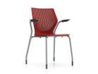 【ノルオフィス/Knoll Office / GOODS】のMultiGeneration Chair / マルチジェネレーション チェア スタッキングベース 固定肘 グライド脚 シェルR ダークレッド、フレームシルバー|ID:prp329100003900348