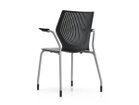 【ノルオフィス/Knoll Office / GOODS】のMultiGeneration Chair / マルチジェネレーション チェア スタッキングベース 固定肘 グライド脚 シェルB オニキス、フレームシルバー|ID:prp329100003900348