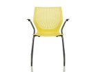 【ノルオフィス/Knoll Office / GOODS】のMultiGeneration Chair / マルチジェネレーション チェア スタッキングベース 固定肘 グライド脚 シェルY イエロー、フレームメタリック|ID: prp329100003900348 ipo3291000000032501067