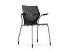 【ノルオフィス/Knoll Office / GOODS】のMultiGeneration Chair / マルチジェネレーション チェア スタッキングベース 固定肘 グライド脚 シェルB オニキス、フレームシルバー|ID: prp329100003900348 ipo3291000000034617071