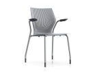 【ノルオフィス/Knoll Office / GOODS】のMultiGeneration Chair / マルチジェネレーション チェア スタッキングベース 固定肘 グライド脚 シェルG グレー、フレームシルバー|ID: prp329100003900348 ipo3291000000034617098