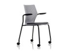 【ノルオフィス/Knoll Office / GOODS】のMultiGeneration Chair / マルチジェネレーション チェア スタッキングベース 固定肘 キャスター脚 シェルG グレー、フレームブラック|ID:prp329100003900356