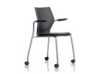 【ノルオフィス/Knoll Office / GOODS】のMultiGeneration Chair / マルチジェネレーション チェア スタッキングベース 固定肘 キャスター脚 シェルC ダークグレー、フレームシルバー|ID:prp329100003900356