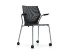 【ノルオフィス/Knoll Office / GOODS】のMultiGeneration Chair / マルチジェネレーション チェア スタッキングベース 固定肘 キャスター脚 シェルB オニキス、フレームシルバー|ID:prp329100003900356