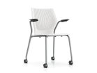 【ノルオフィス/Knoll Office / GOODS】のMultiGeneration Chair / マルチジェネレーション チェア スタッキングベース 固定肘 キャスター脚 シェルW オフホワイト、フレームシルバー|ID:prp329100003900356