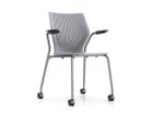 【ノルオフィス/Knoll Office / GOODS】のMultiGeneration Chair / マルチジェネレーション チェア スタッキングベース 固定肘 キャスター脚 シェルG グレー、フレームシルバー|ID:prp329100003900356