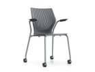 【ノルオフィス/Knoll Office / GOODS】のMultiGeneration Chair / マルチジェネレーション チェア スタッキングベース 固定肘 キャスター脚 シェルC ダークグレー、フレームシルバー|ID:prp329100003900356