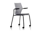 【ノルオフィス/Knoll Office / GOODS】のMultiGeneration Chair / マルチジェネレーション チェア スタッキングベース 固定肘 キャスター脚 シェルG グレー、フレームブラック|ID: prp329100003900356 ipo3291000000032500927