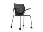【ノルオフィス/Knoll Office / GOODS】のMultiGeneration Chair / マルチジェネレーション チェア スタッキングベース 固定肘 キャスター脚 シェルB オニキス、フレームシルバー|ID: prp329100003900356 ipo3291000000034629309
