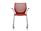 【ノルオフィス/Knoll Office / GOODS】のMultiGeneration Chair / マルチジェネレーション チェア スタッキングベース 固定肘 キャスター脚 シェルR ダークレッド、フレームシルバー|ID: prp329100003900356 ipo3291000000034629316