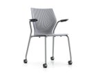 【ノルオフィス/Knoll Office / GOODS】のMultiGeneration Chair / マルチジェネレーション チェア スタッキングベース 固定肘 キャスター脚 シェルG グレー、フレームシルバー|ID: prp329100003900356 ipo3291000000034629317