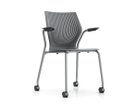 【ノルオフィス/Knoll Office / GOODS】のMultiGeneration Chair / マルチジェネレーション チェア スタッキングベース 固定肘 キャスター脚 シェルC ダークグレー、フレームシルバー|ID: prp329100003900356 ipo3291000000034629320