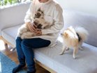 【フミ/Fumi / GOODS】のクッションでくつろぐソファ +pet / クッションでくつろぐソファ セミワイド + ロング(ペット対応生地) 本商品は、ペットの爪が引っかかりにくく、お手入れもしやすい張地を使用したモデルです(参考イメージ)|ID:prp329100003942594