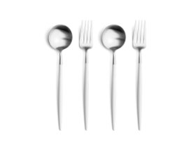 【クチポール/Cutipol / GOODS】 GOA Dessert Cutlery Set / ゴア デザート4本セット(ホワイト × シルバー)人気、トレンドファッション・服の通販 founy(ファニー) シルバー Silver テーブル Table デザート Dessert フォルム Form |ID:prp329100003956650