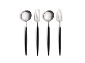 【クチポール/Cutipol / GOODS】 GOA Dessert Cutlery Set / ゴア デザート4本セット(ブラック × シルバー)人気、トレンドファッション・服の通販 founy(ファニー) シルバー Silver テーブル Table デザート Dessert フォルム Form モダン Modern |ID:prp329100003956651