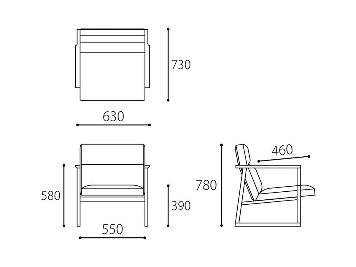 【心石工芸/KOKOROISHI / GOODS】のLEVE / レーベ 1P + オットマン インテリア・キッズ・メンズ・レディースファッション・服の通販 founy(ファニー)  コンパクト Compact, Small Size シンプル Simple, Minimal フレーム Frame, Outline ホーム・キャンプ・アウトドア・お取り寄せ Home Living / Home & Lifestyle / Camping Gear / Outdoor Camping 家具・インテリア Home Furniture & Interior. Stylish & Functional Living Spaces チェア・椅子 Seating & Chairs ラウンジチェア・リクライナー Lounge Chairs / Recliners 「1P」寸法図|ID: prp329100004024559 ipo3291000000034365976
