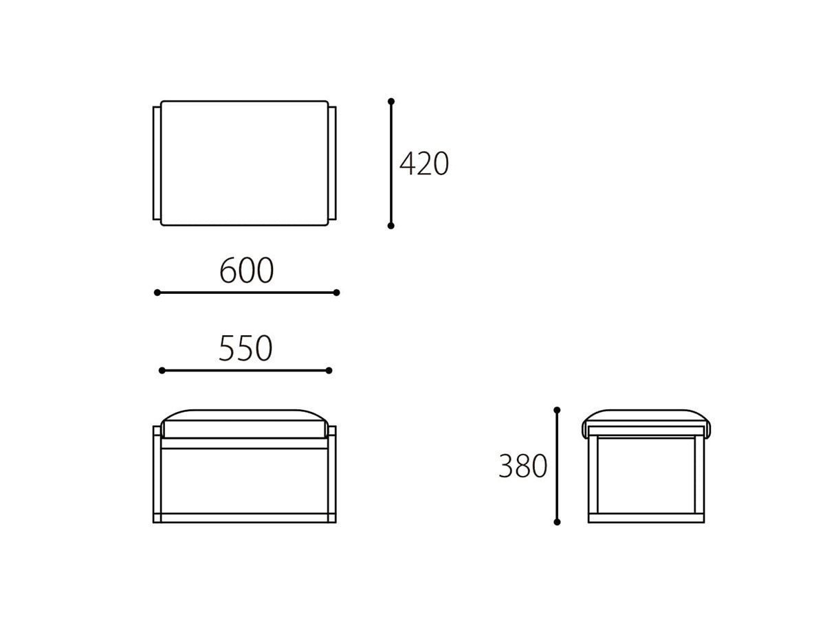 【心石工芸/KOKOROISHI / GOODS】のLEVE / レーベ 1P + オットマン インテリア・キッズ・メンズ・レディースファッション・服の通販 founy(ファニー)  コンパクト Compact, Small Size シンプル Simple, Minimal フレーム Frame, Outline ホーム・キャンプ・アウトドア・お取り寄せ Home Living / Home & Lifestyle / Camping Gear / Outdoor Camping 家具・インテリア Home Furniture & Interior. Stylish & Functional Living Spaces チェア・椅子 Seating & Chairs ラウンジチェア・リクライナー Lounge Chairs / Recliners 「オットマン」寸法図|ID: prp329100004024559 ipo3291000000034365979