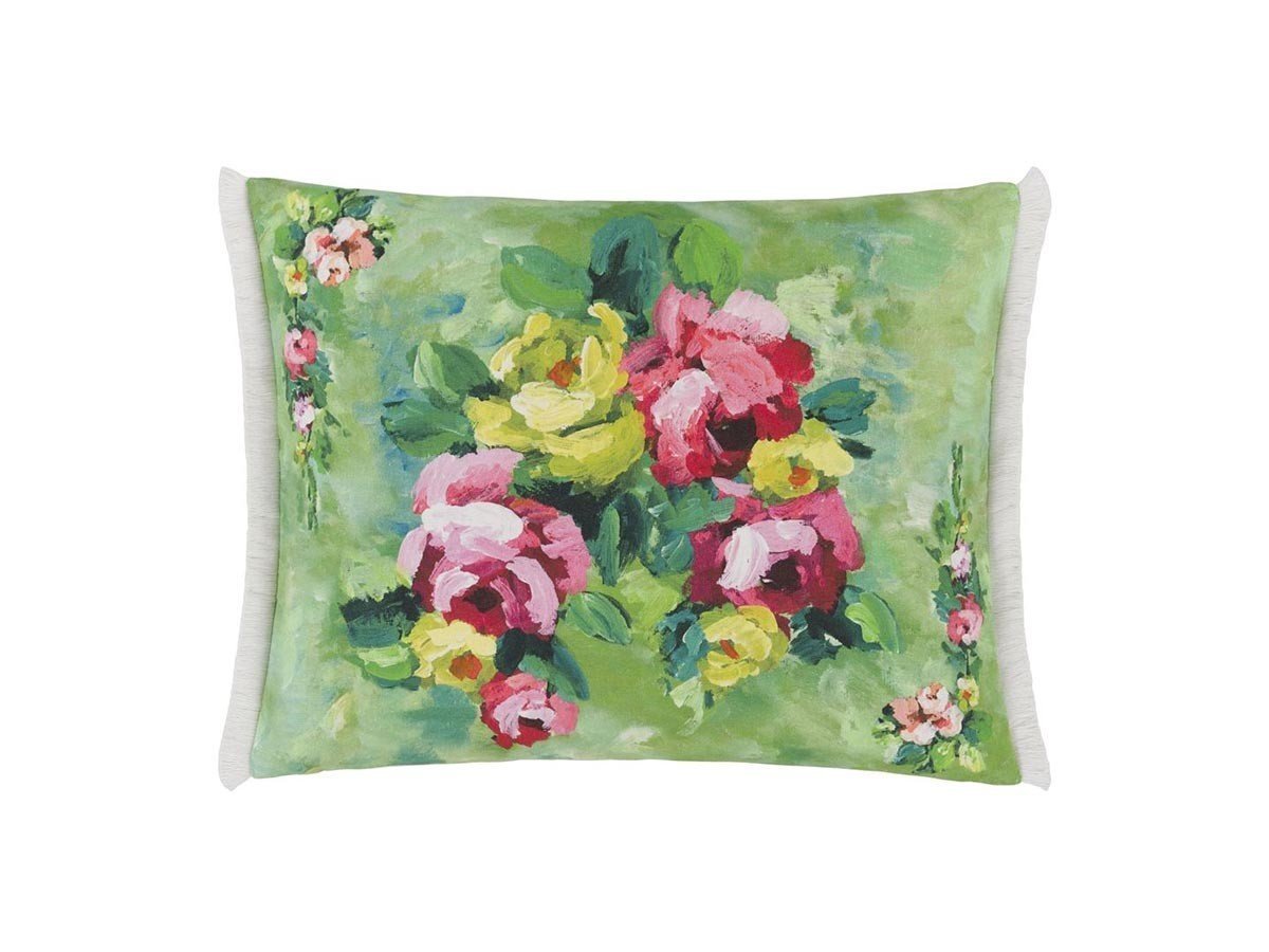 【デザイナーズ ギルド/DESIGNERS GUILD / GOODS】のGhirlanda Cushion / ギルランダ クッション 60 × 45cm インテリア・キッズ・メンズ・レディースファッション・服の通販 founy(ファニー) 　送料無料　Free Shipping　クッション　Cushion　パターン　Pattern　フェザー　Feather　フリンジ　Fringe　プリント　Print　リネン　Linen　ホーム・キャンプ・アウトドア・お取り寄せ　Home,Garden,Outdoor,Camping Gear　家具・インテリア　Furniture　その他 インテリア雑貨、家具　Furniture, Interior, Others　エメラルド(表面)|ID: prp329100004025313 ipo3291000000026716817