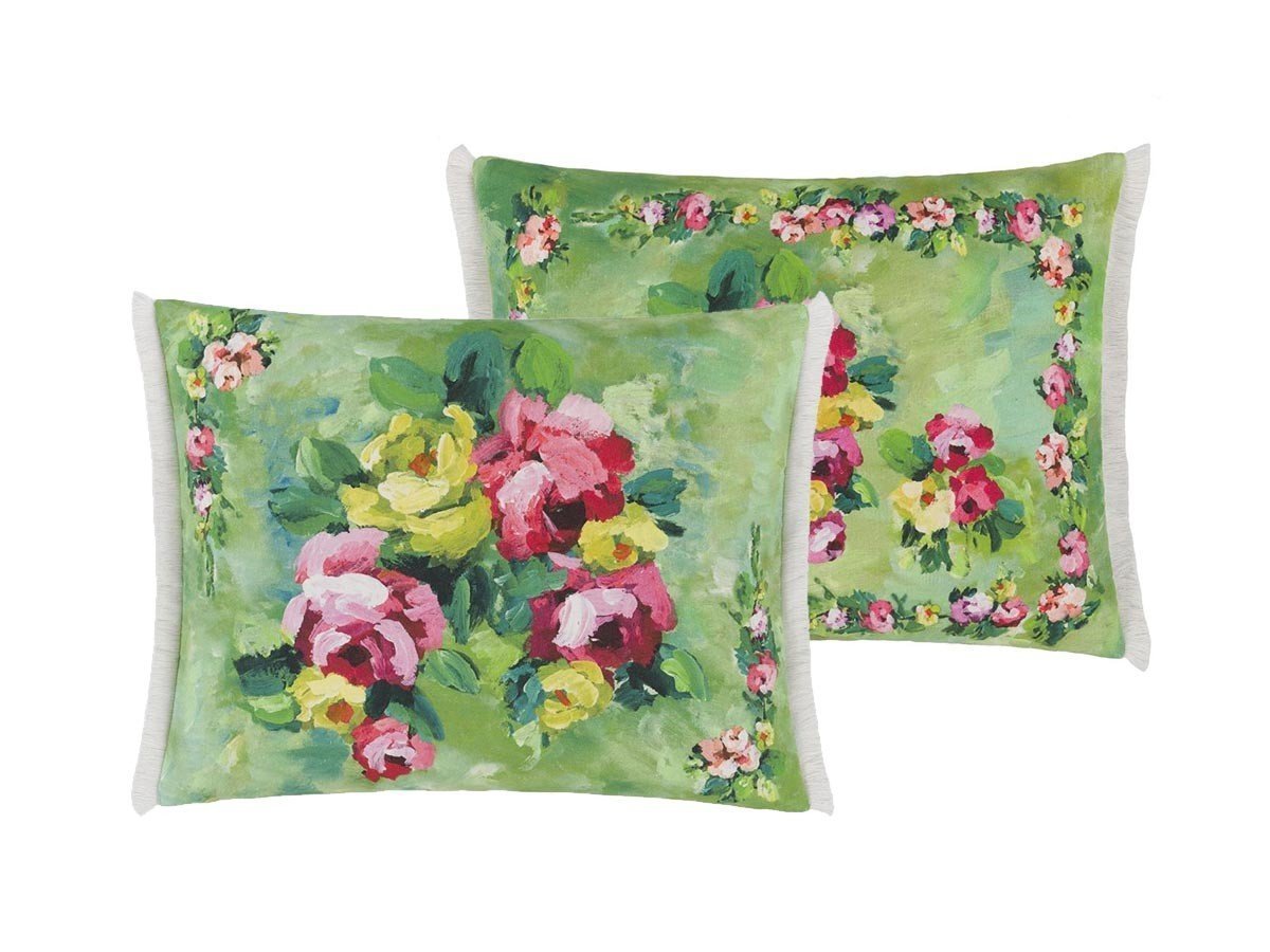 【デザイナーズ ギルド/DESIGNERS GUILD / GOODS】のGhirlanda Cushion / ギルランダ クッション 60 × 45cm インテリア・キッズ・メンズ・レディースファッション・服の通販 founy(ファニー) 　送料無料　Free Shipping　クッション　Cushion　パターン　Pattern　フェザー　Feather　フリンジ　Fringe　プリント　Print　リネン　Linen　ホーム・キャンプ・アウトドア・お取り寄せ　Home,Garden,Outdoor,Camping Gear　家具・インテリア　Home Furniture & Interior. Stylish & Functional Living Spaces　その他 インテリア雑貨、家具　Furniture, Interior, Others　エメラルド|ID: prp329100004025313 ipo3291000000030173512