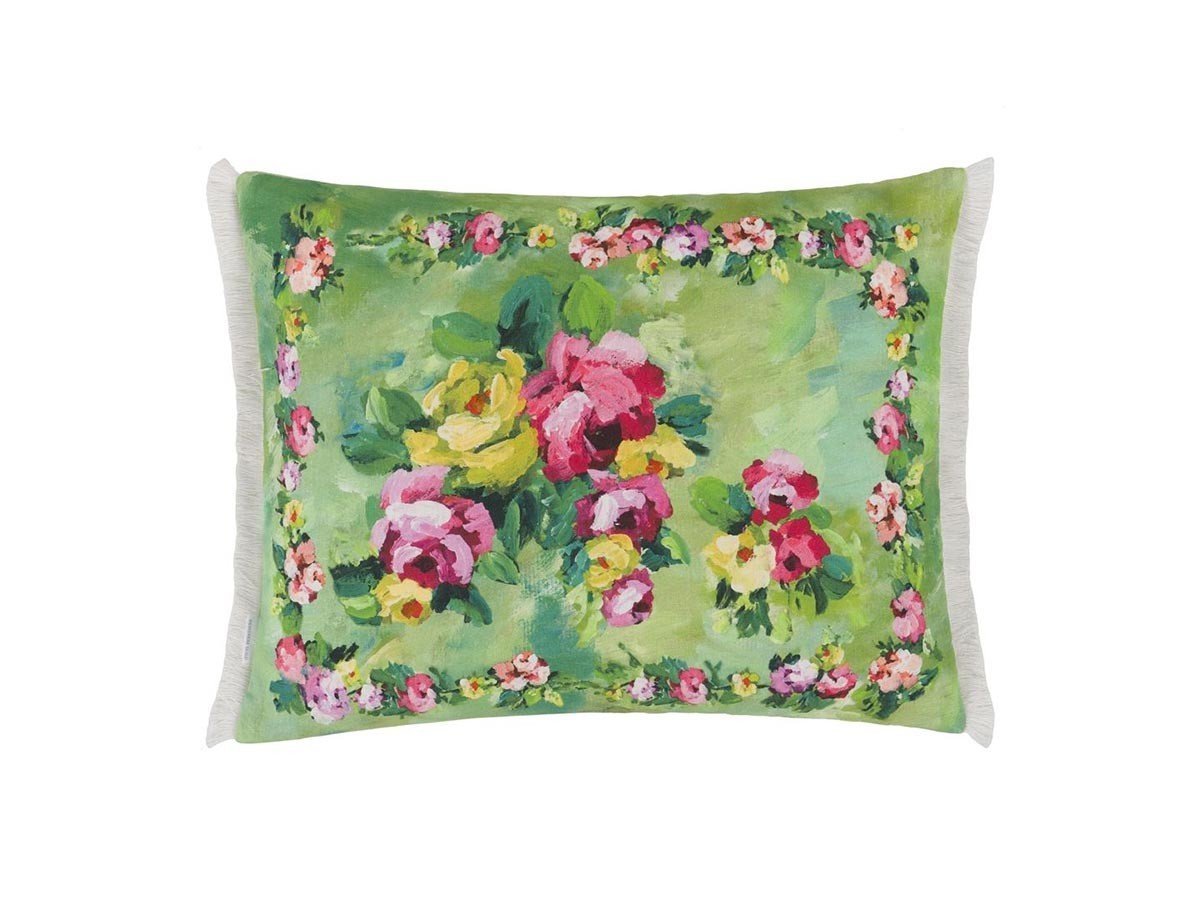 【デザイナーズ ギルド/DESIGNERS GUILD / GOODS】のGhirlanda Cushion / ギルランダ クッション 60 × 45cm インテリア・キッズ・メンズ・レディースファッション・服の通販 founy(ファニー) 　送料無料　Free Shipping　クッション　Cushion　パターン　Pattern　フェザー　Feather　フリンジ　Fringe　プリント　Print　リネン　Linen　ホーム・キャンプ・アウトドア・お取り寄せ　Home,Garden,Outdoor,Camping Gear　家具・インテリア　Home Furniture & Interior. Stylish & Functional Living Spaces　その他 インテリア雑貨、家具　Furniture, Interior, Others　エメラルド(裏面)|ID: prp329100004025313 ipo3291000000030173515