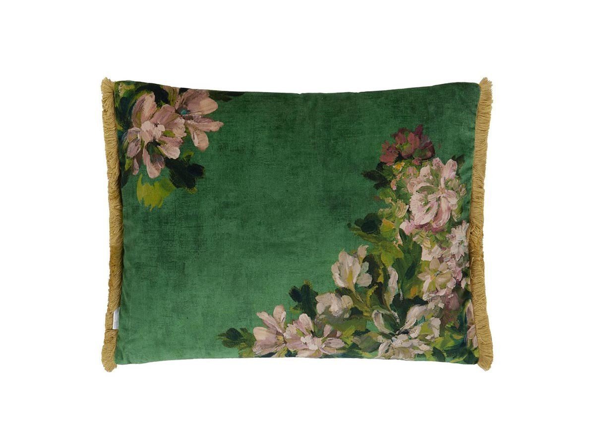 【デザイナーズ ギルド/DESIGNERS GUILD / GOODS】のFleurs d Artistes Velours Cushion / フルール ダーティスト ベロア クッション 60 × 45cm インテリア・キッズ・メンズ・レディースファッション・服の通販 founy(ファニー) 　送料無料　Free Shipping　クッション　Cushion　パターン　Pattern　フェザー　Feather　フリンジ　Fringe　プリント　Print　ベルベット　Velvet　ベロア　Velor　手描き　Hand Drawn　ホーム・キャンプ・アウトドア・お取り寄せ　Home,Garden,Outdoor,Camping Gear　家具・インテリア　Furniture　その他 インテリア雑貨、家具　Furniture, Interior, Others　ヴィンテージグリーン(裏面)|ID: prp329100004025319 ipo3291000000026716867