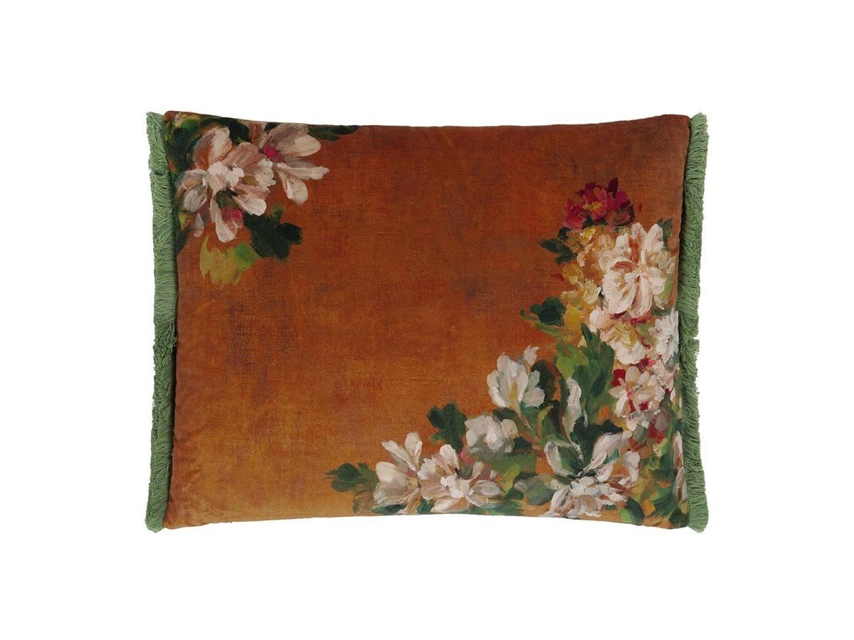 【デザイナーズ ギルド/DESIGNERS GUILD / GOODS】のFleurs d Artistes Velours Cushion / フルール ダーティスト ベロア クッション 60 × 45cm インテリア・キッズ・メンズ・レディースファッション・服の通販 founy(ファニー) 　送料無料　Free Shipping　クッション　Cushion　パターン　Pattern　フェザー　Feather　フリンジ　Fringe　プリント　Print　ベルベット　Velvet　ベロア　Velor　手描き　Hand Drawn　ホーム・キャンプ・アウトドア・お取り寄せ　Home,Garden,Outdoor,Camping Gear　家具・インテリア　Furniture　その他 インテリア雑貨、家具　Furniture, Interior, Others　テラコッタ(裏面)|ID: prp329100004025319 ipo3291000000026716869