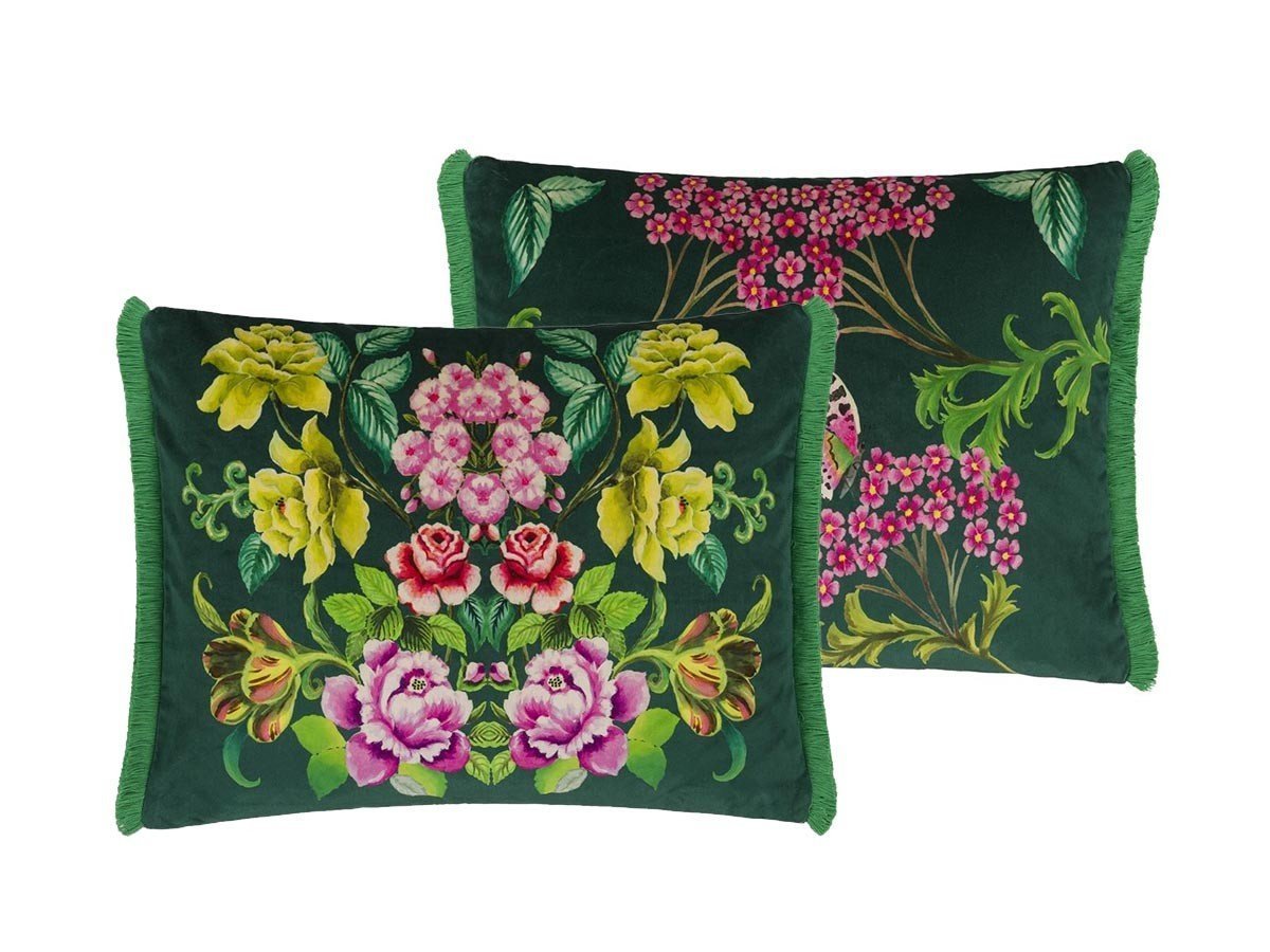 【デザイナーズ ギルド/DESIGNERS GUILD / GOODS】のEleonora Velours Cushion / エレオノラ ベロア クッション 60 × 45cm(ビリジアン) インテリア・キッズ・メンズ・レディースファッション・服の通販 founy(ファニー) 　送料無料　Free Shipping　エレガント 上品　Elegant　クッション　Cushion　パターン　Pattern　フェザー　Feather　フリンジ　Fringe　プリント　Print　ベルベット　Velvet　ベロア　Velor　春　Spring　ホーム・キャンプ・アウトドア・お取り寄せ　Home,Garden,Outdoor,Camping Gear　家具・インテリア　Furniture　その他 インテリア雑貨、家具　Furniture, Interior, Others　-|ID: prp329100004025323 ipo3291000000026716902