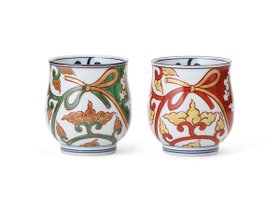 【源右衛門窯/Gen Emon Kiln / GOODS】の色絵結び唐草 組湯呑 / 色絵結び唐草 組湯呑 人気、トレンドファッション・服の通販 founy(ファニー) 送料無料 Free Shipping テーブル Table, Dining Table フォルム Silhouette, Form |ID:prp329100004052962