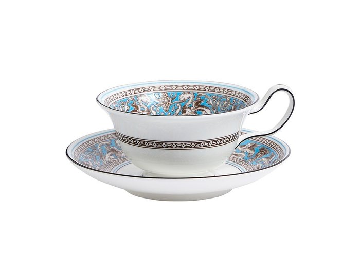 【ウェッジウッド/WEDGWOOD / GOODS】のFLORENTINE TURQUOISE TEACUP & SAUCER / フロレンティーン ターコイズ ティーカップ & ソーサー ピオニー インテリア・キッズ・メンズ・レディースファッション・服の通販 founy(ファニー) https://founy.com/ 送料無料 Free Shipping ターコイズ Turquoise テーブル Table パターン Pattern フォーマル Formal ボーダー Border モチーフ Motif |ID: prp329100004060770 ipo3291000000027346027