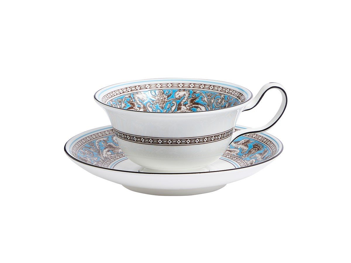 【ウェッジウッド/WEDGWOOD / GOODS】のFLORENTINE TURQUOISE TEACUP & SAUCER / フロレンティーン ターコイズ ティーカップ & ソーサー ピオニー 人気、トレンドファッション・服の通販 founy(ファニー) 　送料無料　Free Shipping　ターコイズ　Turquoise　テーブル　Table　パターン　Pattern　フォーマル　Formal　ボーダー　Border　モチーフ　Motif　 other-1|ID: prp329100004060770 ipo3291000000027346027