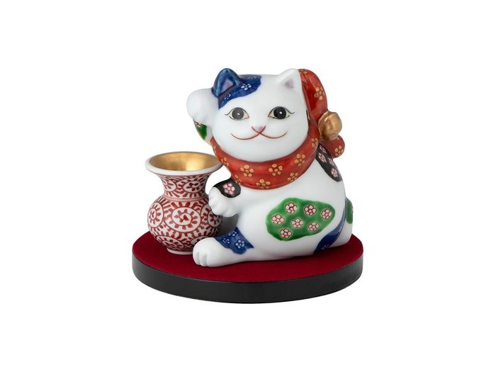 【源右衛門窯/Gen Emon Kiln / GOODS】の赤絵結び梅地紋 猫置物 / 赤絵結び梅地紋 猫置物 インテリア・キッズ・メンズ・レディースファッション・服の通販 founy(ファニー) https://founy.com/ 送料無料 Free Shipping フォルム Form ベルベット Velvet リバーシブル Reversible 猫 Cat |ID: prp329100004085051 ipo3291000000030169551