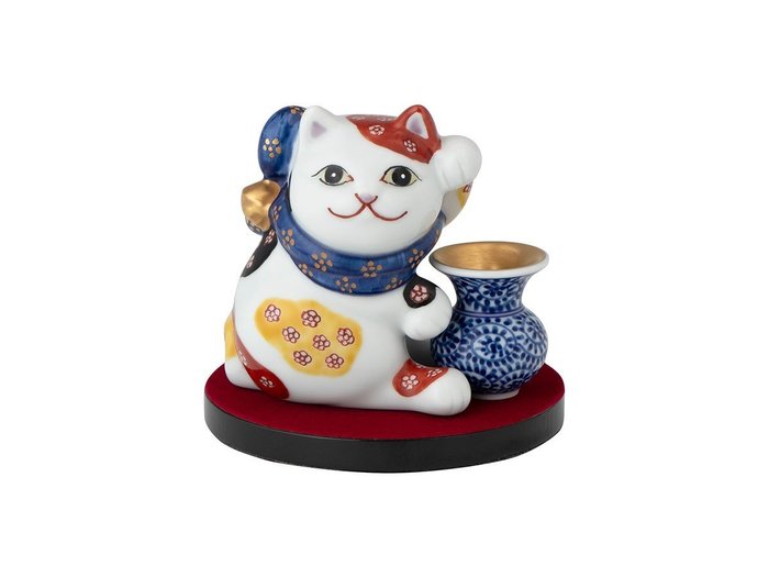 【源右衛門窯/Gen Emon Kiln / GOODS】の染錦結び梅地紋 猫置物 / 染錦結び梅地紋 猫置物 インテリア・キッズ・メンズ・レディースファッション・服の通販 founy(ファニー) https://founy.com/ 送料無料 Free Shipping フォルム Form ベルベット Velvet リバーシブル Reversible 猫 Cat |ID: prp329100004085053 ipo3291000000030169556