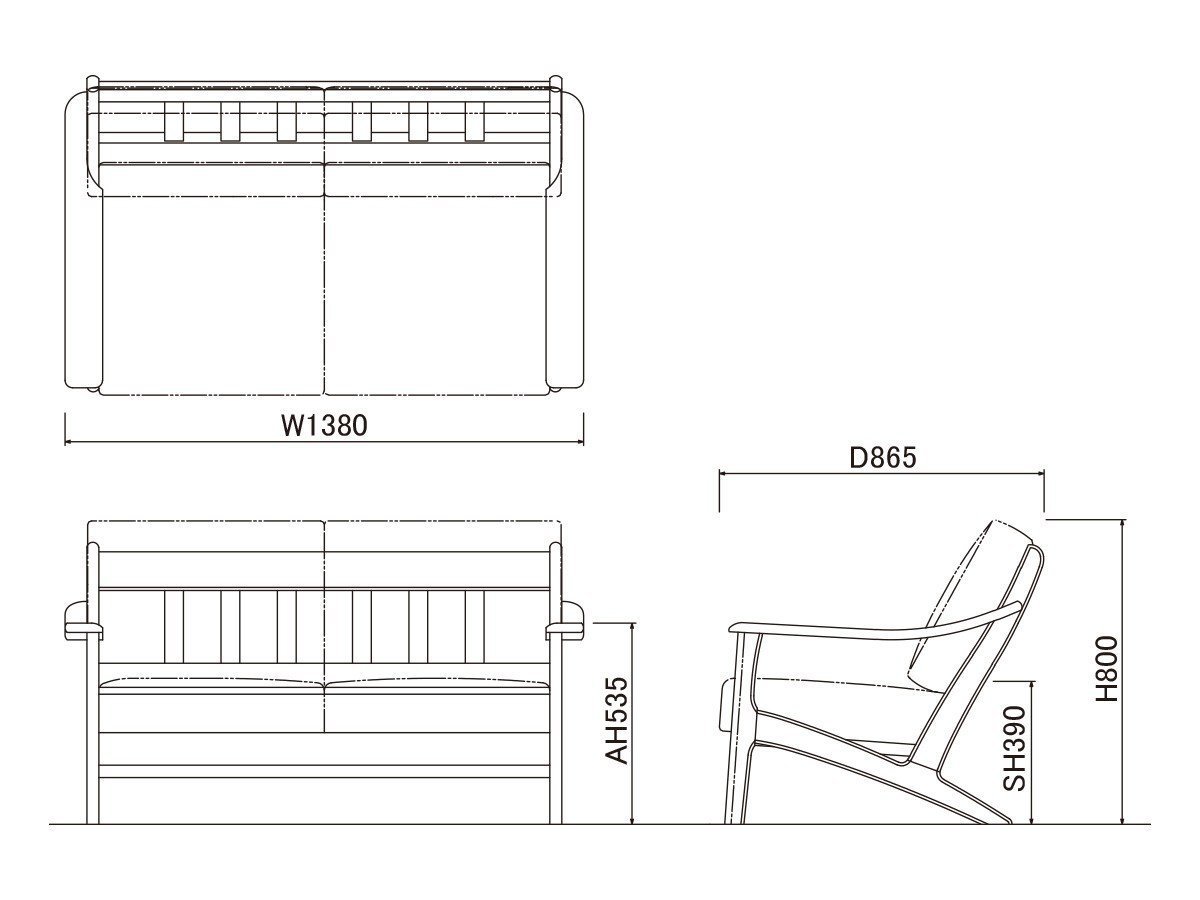 【フライミー ヴェール/FLYMEe vert / GOODS】のSOFA / ソファ #117238 インテリア・キッズ・メンズ・レディースファッション・服の通販 founy(ファニー) 　クッション　Cushion　フェザー　Feather　フレーム　Flame　ホーム・キャンプ・アウトドア・お取り寄せ　Home,Garden,Outdoor,Camping Gear　家具・インテリア　Furniture　ソファー　Sofa　「2人掛け」寸法図|ID: prp329100004157759 ipo3291000000028667453