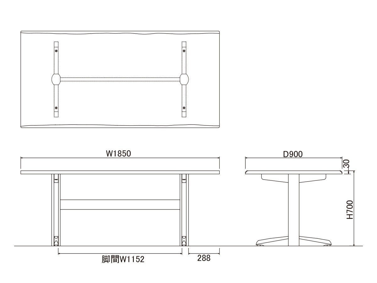 【フライミー ヴェール/FLYMEe vert / GOODS】のDINING TABLE / ダイニングテーブル #117323 インテリア・キッズ・メンズ・レディースファッション・服の通販 founy(ファニー) 　テーブル　Table　ホーム・キャンプ・アウトドア・お取り寄せ　Home,Garden,Outdoor,Camping Gear　家具・インテリア　Furniture　テーブル　Table　ダイニングテーブル　Dining Table　「幅185cm」寸法図|ID: prp329100004157766 ipo3291000000028667498