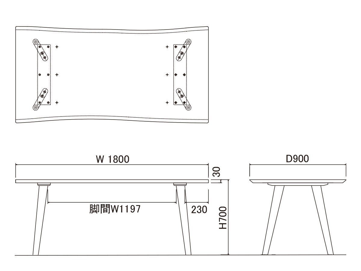 【フライミー ヴェール/FLYMEe vert / GOODS】のDINING TABLE / ダイニングテーブル #117222 インテリア・キッズ・メンズ・レディースファッション・服の通販 founy(ファニー) 　テーブル　Table　ホーム・キャンプ・アウトドア・お取り寄せ　Home,Garden,Outdoor,Camping Gear　家具・インテリア　Furniture　テーブル　Table　ダイニングテーブル　Dining Table　「幅180cm」寸法図|ID: prp329100004157775 ipo3291000000028667559