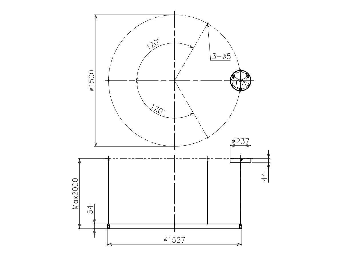 【アルテミデ/Artemide / GOODS】のA.24 Stand-alone Circular / A.24 スタンドアロン サーキュラー インテリア・キッズ・メンズ・レディースファッション・服の通販 founy(ファニー) 　送料無料　Free Shipping　パフォーマンス　Performance　フォルム　Form　ホーム・キャンプ・アウトドア・お取り寄せ　Home,Garden,Outdoor,Camping Gear　家具・インテリア　Furniture　ライト・照明　Lighting & Light Fixtures　ペンダントライト　Pendant Light　寸法図「直径150cm(実寸152.7cm)」|ID: prp329100004419066 ipo3291000000030852204