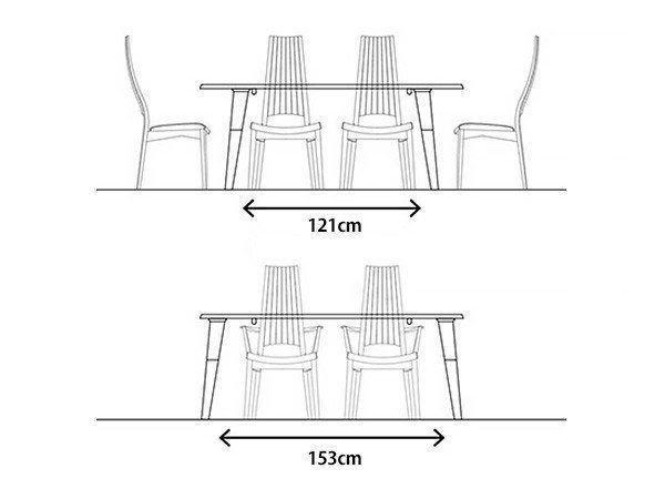 【日進木工/NISSHIN MOKKOU / GOODS】のCARVE X-leg Table / カーヴ X脚テーブル インテリア・キッズ・メンズ・レディースファッション・服の通販 founy(ファニー) 　テーブル　Table　モダン　Modern　ホーム・キャンプ・アウトドア・お取り寄せ　Home,Garden,Outdoor,Camping Gear　家具・インテリア　Furniture　テーブル　Table　ダイニングテーブル　Dining Table　「幅180 × 奥行90cm」サイズのみ、脚部の取付け位置を天板の内側(図上)、または外側(図下)か|ID: prp329100004419100 ipo3291000000030852414