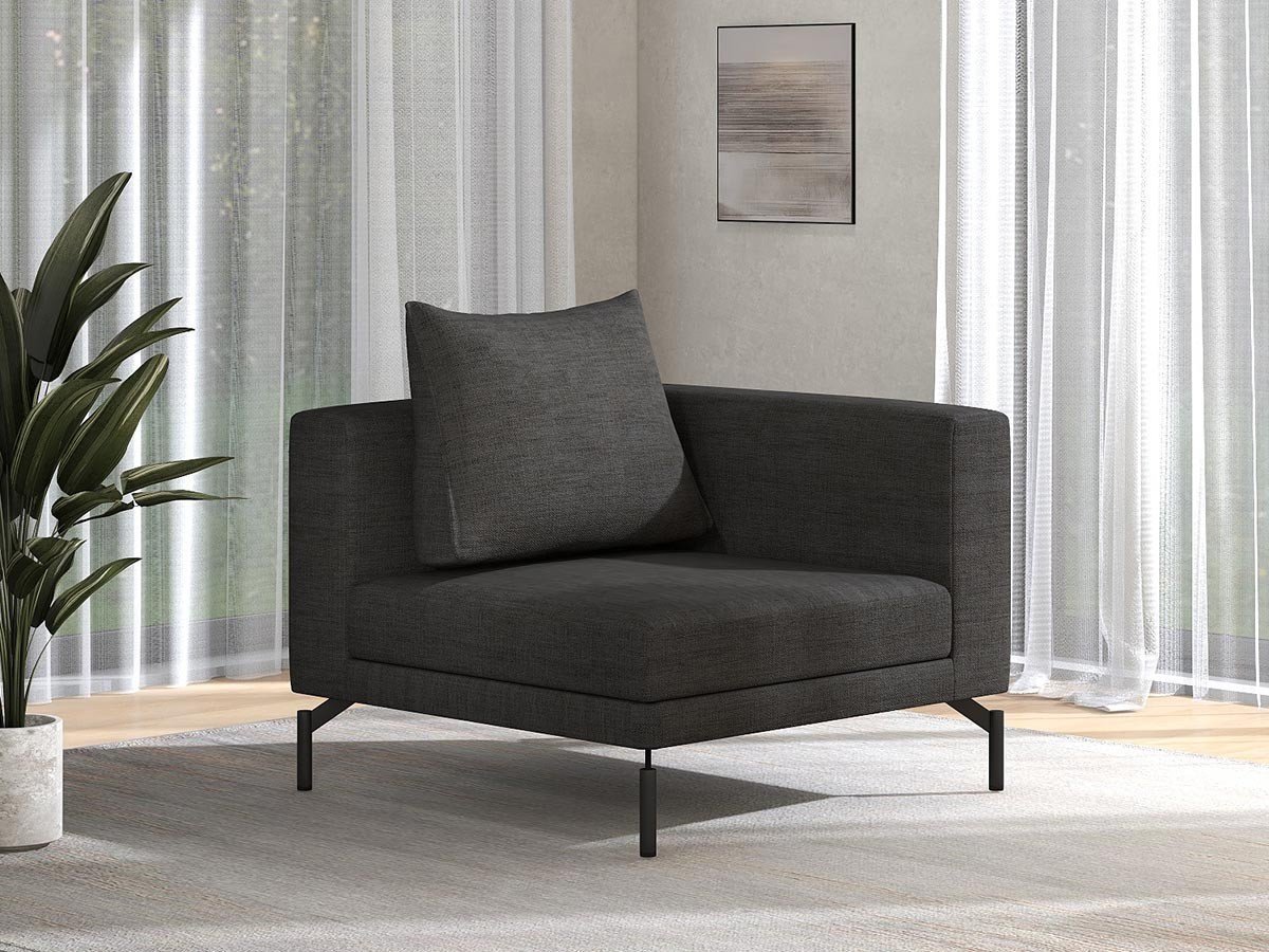 【フランネルソファ/FLANNEL SOFA / GOODS】のLENIS 1P CORNER SOFA / レニス 1人掛けコーナーソファ インテリア・キッズ・メンズ・レディースファッション・服の通販 founy(ファニー) 　クッション　Cushion　シンプル　Simple　スタンダード　Standard　パイピング　Piping　フォルム　Form　ポケット　Pocket　モダン　Modern　リラックス　Relax　ホーム・キャンプ・アウトドア・お取り寄せ　Home,Garden,Outdoor,Camping Gear　家具・インテリア　Furniture　ソファー　Sofa　張地:HUシリーズ チャコールグレー(グループ4)、脚部ブラック焼付塗装|ID: prp329100004438013 ipo3291000000030999063