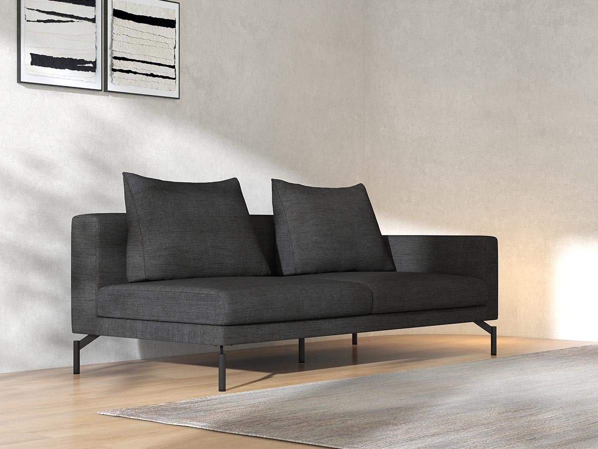 【フランネルソファ/FLANNEL SOFA / GOODS】のLENIS 3P ONE ARM SOFA / レニス 3人掛け片肘ソファ インテリア・キッズ・メンズ・レディースファッション・服の通販 founy(ファニー) 　クッション　Cushion, Throw Pillow　シンプル　Simple, Minimal　スタンダード　Standard, Basic　パイピング　Piping, Trim Design　フォルム　Silhouette, Form　ポケット　Pocket, Pocket Detail　モダン　Modern, Contemporary　リラックス　Relax, Relaxed Fit　ホーム・キャンプ・アウトドア・お取り寄せ　Home Living / Home & Lifestyle / Camping Gear / Outdoor Camping　家具・インテリア　Home Furniture & Interior. Stylish & Functional Living Spaces　ソファー　Couches & Sofas　張地:HUシリーズ チャコールグレー(グループ4)、脚部ブラック焼付塗装、アーム位置:座って左アーム|ID: prp329100004438015 ipo3291000000036810225