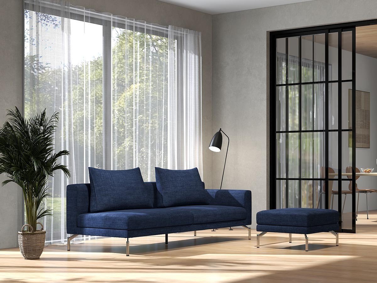 【フランネルソファ/FLANNEL SOFA / GOODS】のLENIS 3P ONE ARM SOFA / レニス 3人掛け片肘ソファ インテリア・キッズ・メンズ・レディースファッション・服の通販 founy(ファニー) 　クッション　Cushion, Throw Pillow　シンプル　Simple, Minimal　スタンダード　Standard, Basic　パイピング　Piping, Trim Design　フォルム　Silhouette, Form　ポケット　Pocket, Pocket Detail　モダン　Modern, Contemporary　リラックス　Relax, Relaxed Fit　ホーム・キャンプ・アウトドア・お取り寄せ　Home Living / Home & Lifestyle / Camping Gear / Outdoor Camping　家具・インテリア　Home Furniture & Interior. Stylish & Functional Living Spaces　ソファー　Couches & Sofas　張地:HUシリーズ ネイビー(グループ4)、脚部クロムメッキ、アーム位置:座って左アーム|ID: prp329100004438015 ipo3291000000036810238